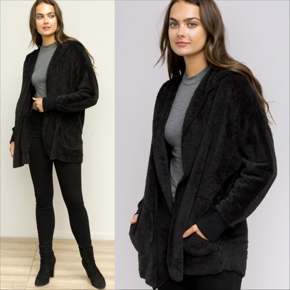 (1 LEFT)BLACK SO SOFT FLEECED HOODIE - Picture 4 of 4